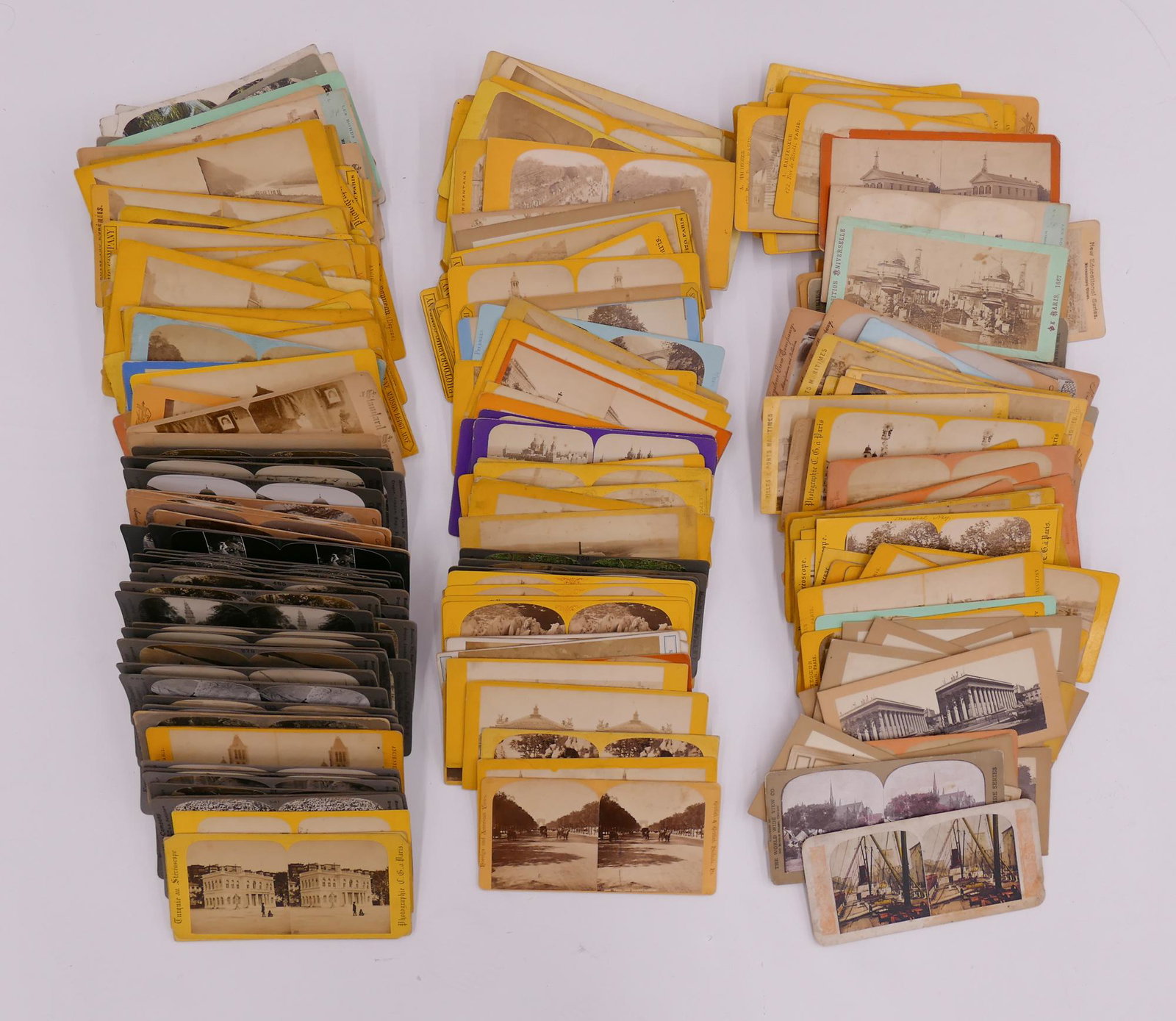 275pc Group of Antique Stereoview Cards: 275pc Group of Antique Stereoview Cards. Includes views of Europe (Paris, Rome, Venice, Switzerland, Etc), North and Central America, and various other localities. Wear consistent with age and use.