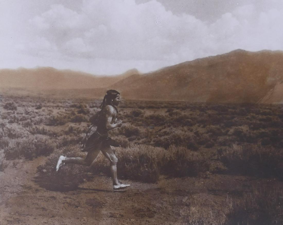 Carl Moon (1878-1948, California): Carl Moon (1878-1948, California) 'The Runner' Sepia Toned Print, 1906. On wove paper, mounted to cardboard. Print measures 16 x 20''. Signed at lower right corner. Title on reverse, Carl Moon label h