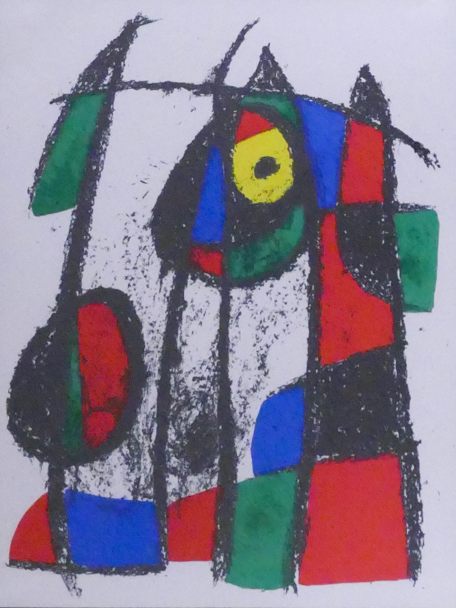 Joan Miro Lithographie Originale VII Color Litho: Joan Miro (1893-1983, Spanish) 'Lithographie Originale VII' Color Lithograph. Unsigned. Published by Mourlot/Leon Amiel, Edition of 5000, 1975. Sheet measures 12.5 x 9.75''. In gallery frame with over