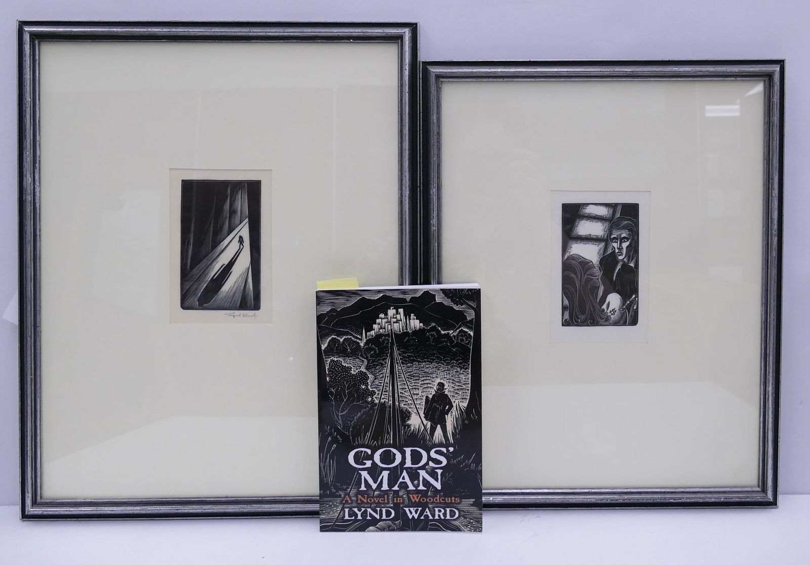 2pc Lynd Ward 'God's Man' Wood Engravings: 2pc Lynd Ward (1905-1985 New York) 'God's Man' Wood Engravings. Original woodcut engravings from the 1929 Graphic Novel 'God's Man' published by Jonathan Cape & Harrison Smith, Ltd. Woodcuts measure 5