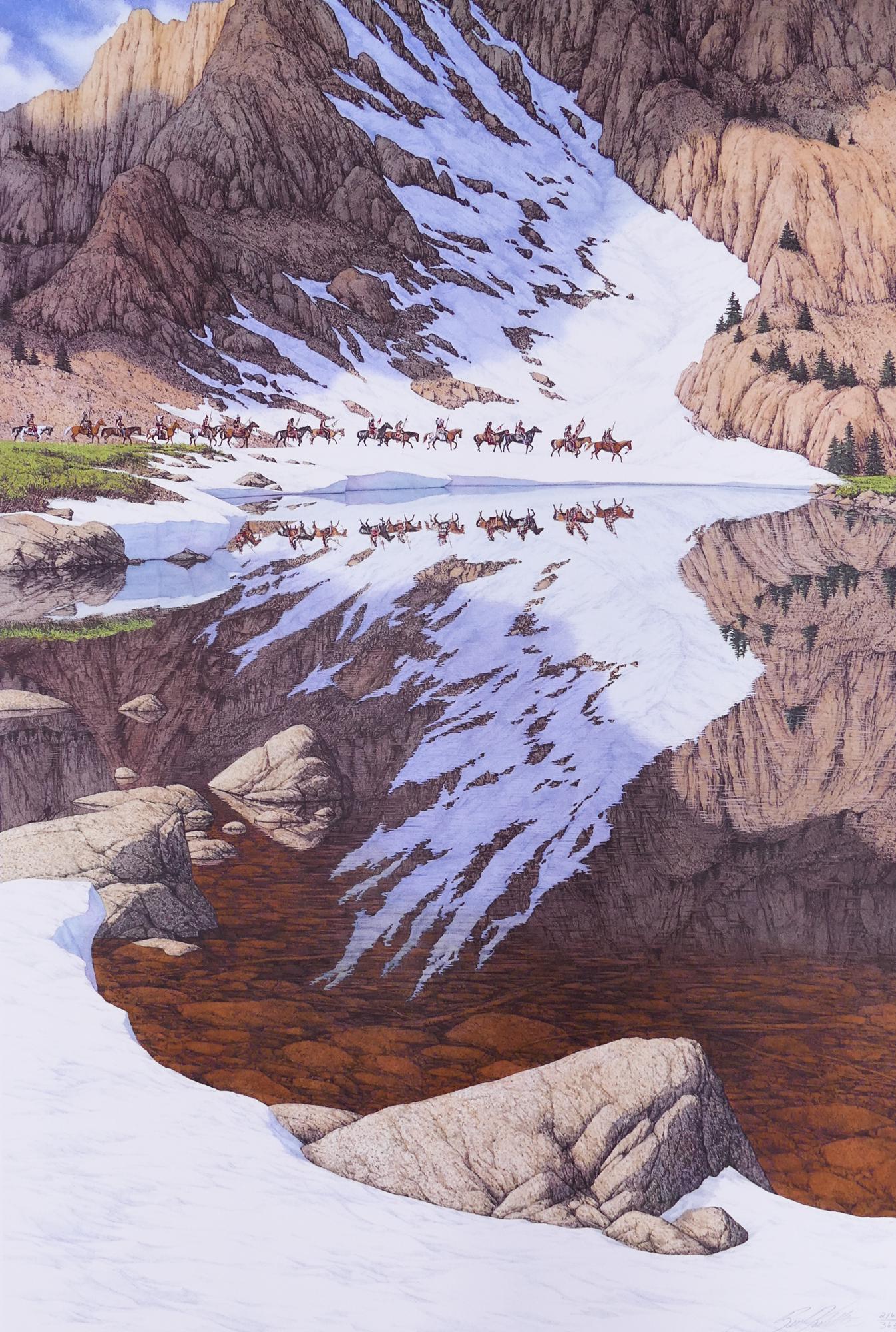 Bev Doolittle 'Season of the Eagle' S/N Litho: Bev Doolittle (b. 1947 California) 'Season of the Eagle' S/N Lithograph. Edition 21,682/36,548. 1987, The Grennwich Workshop. Print is signed and has edition written in pencil at lower right. Comes lo