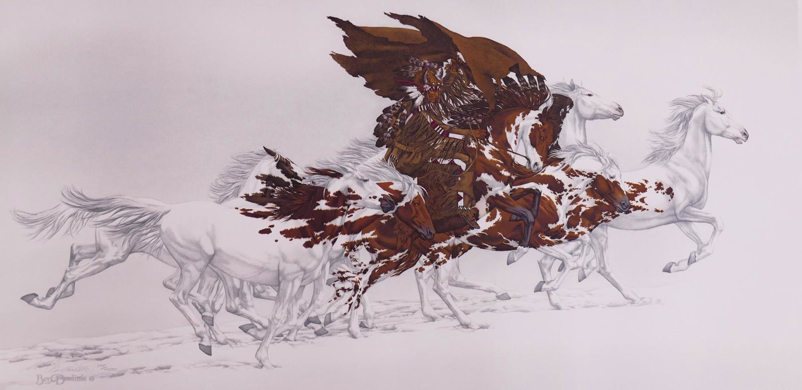 Bev Doolittle 'Eagle's Flight' S/N Lithograph: Bev Doolittle (b. 1947 California) 'Eagle's Flight' S/N Lithograph. Edition 778/1,500. 1982, The Grennwich Workshop. This is an early LOW Edition print in pristine condition. Print is signed and has e