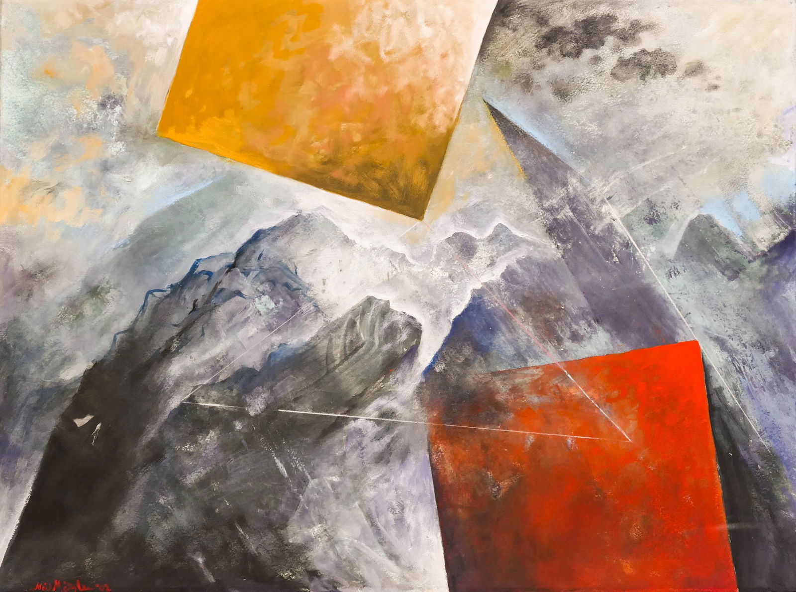 Neil Meitzler ''Gold and Red'' 2002 Oil on Canvas (1 of 2)