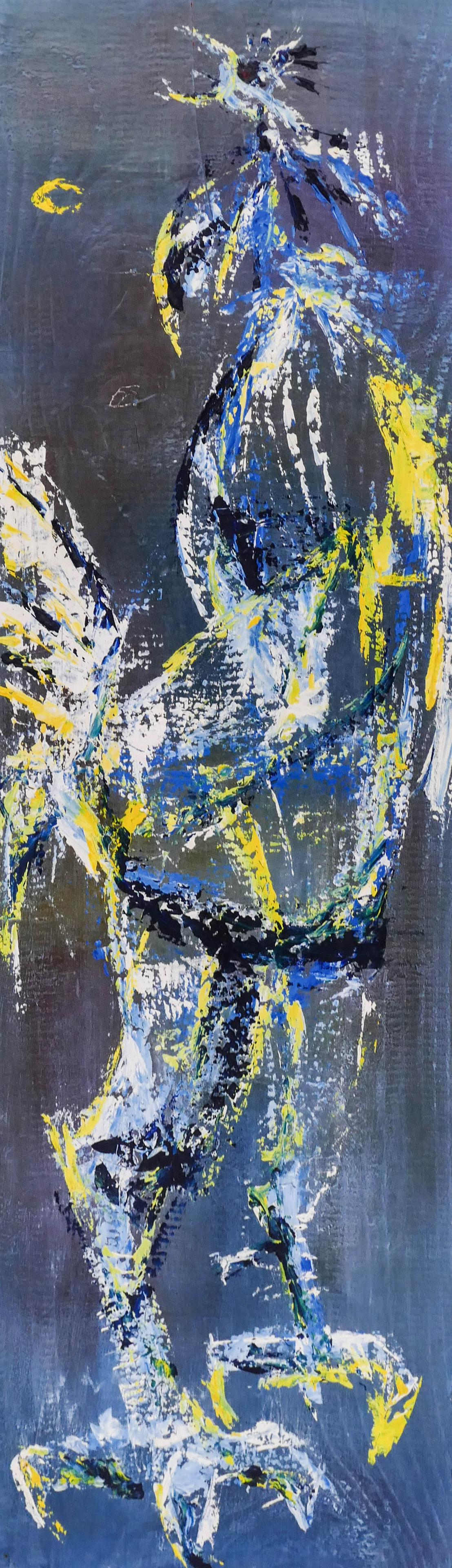 Val Laigo ''Bird and Moon'' 1954 Oil on Panel (1 of 2)