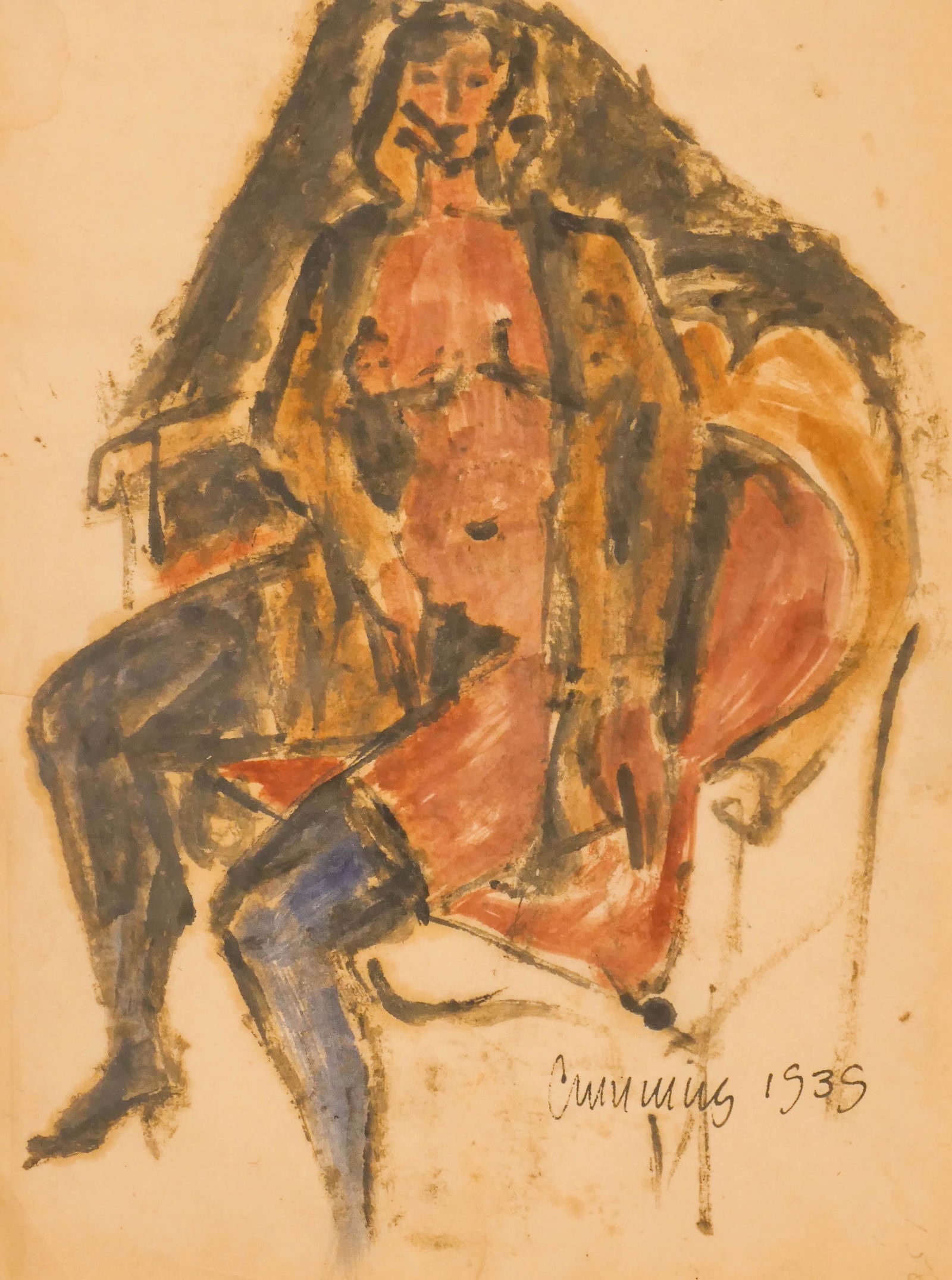 William Cumming Seated Figure 1938 Watercolor (1 of 2)