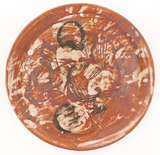 Lee Kelly Sgraffito Abstract Plate Ceramic (1 of 2)
