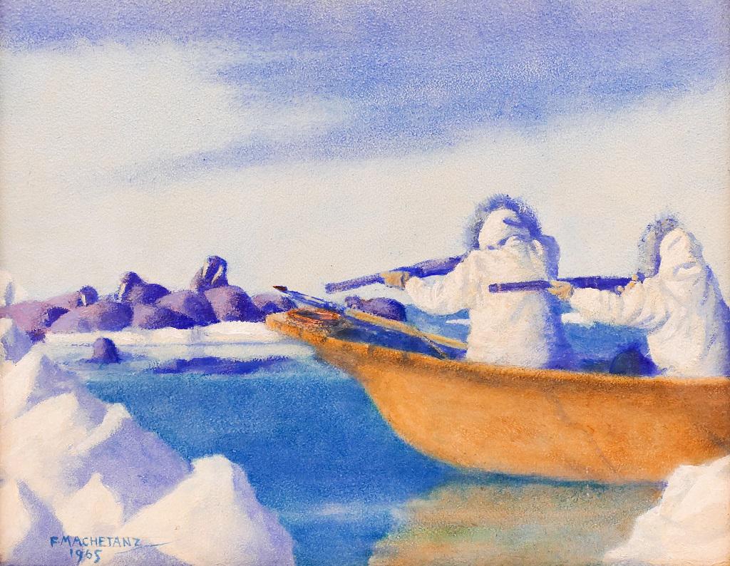 Fred Machetanz ''Ready!'' 1965 Oil on Masonite (1 of 3)