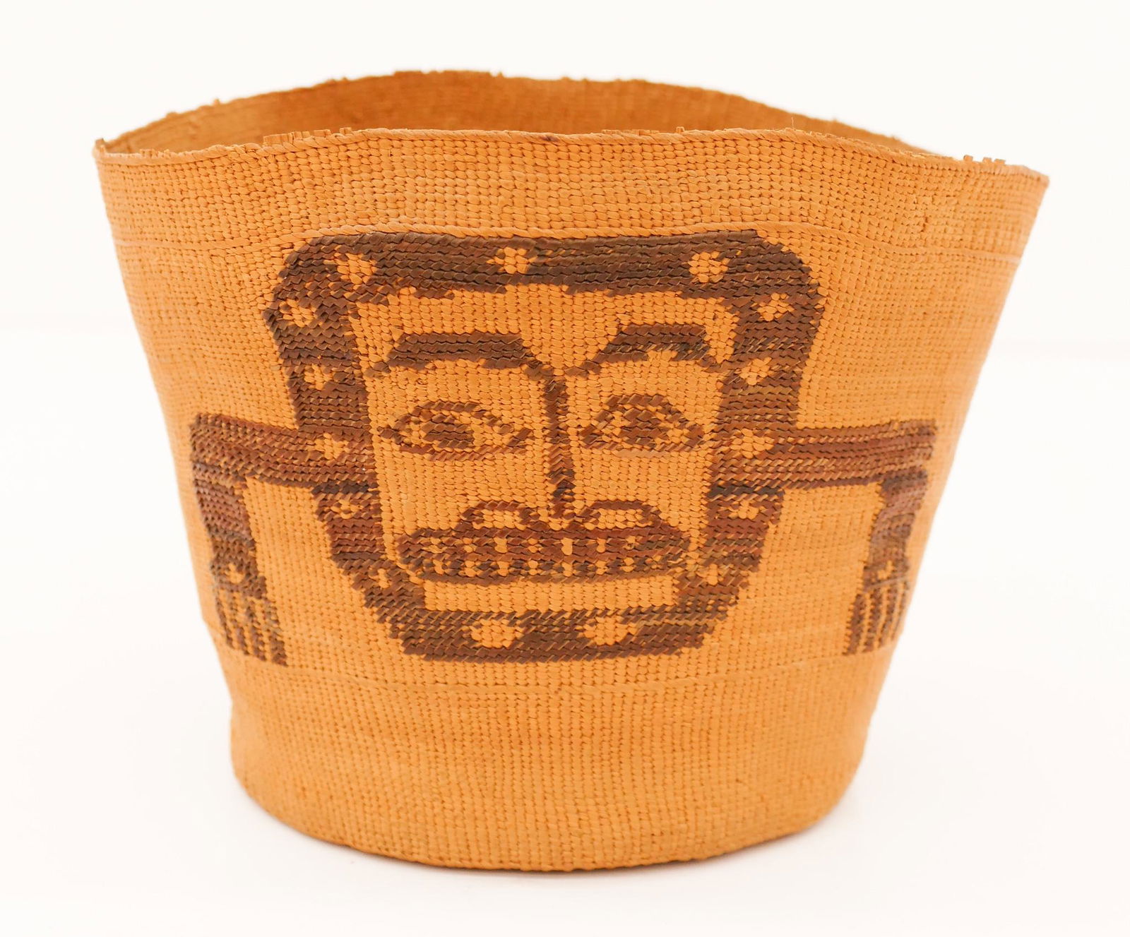 Old Tlingit Mask Motif Indian Basket (1 of 2)