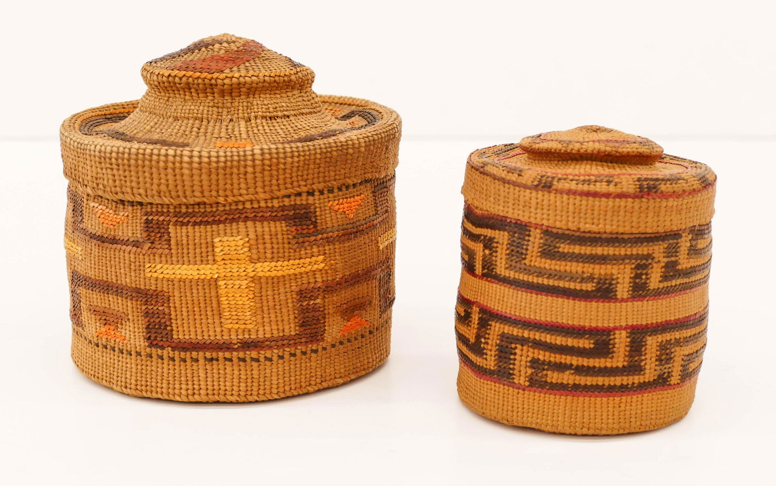 2pc Old Tlingit Rattle Top Indian Baskets (1 of 3)