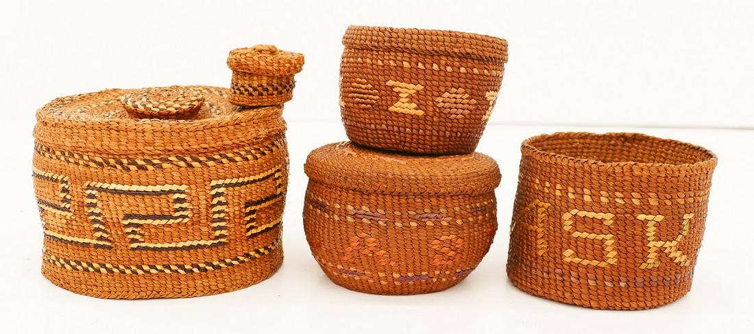 5pc Old Tsimshian Indian Baskets (1 of 2)