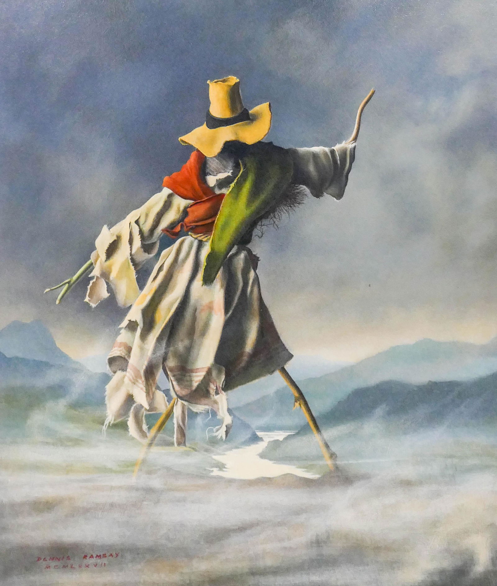 Dennis Ramsay ''Scarecrow'' 1977 Oil on Masonite (1 of 2)