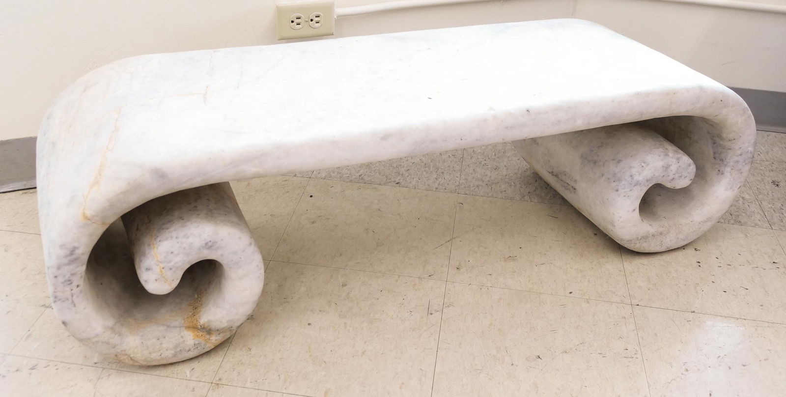 Chinese Marble Modernist Garden Bench (1 of 2)