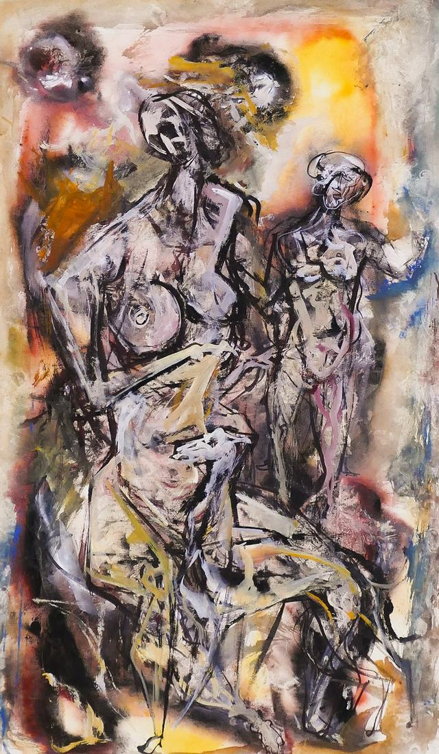 Kenneth Callahan ''Mother, Child and Dog'' Tempera (1 of 3)