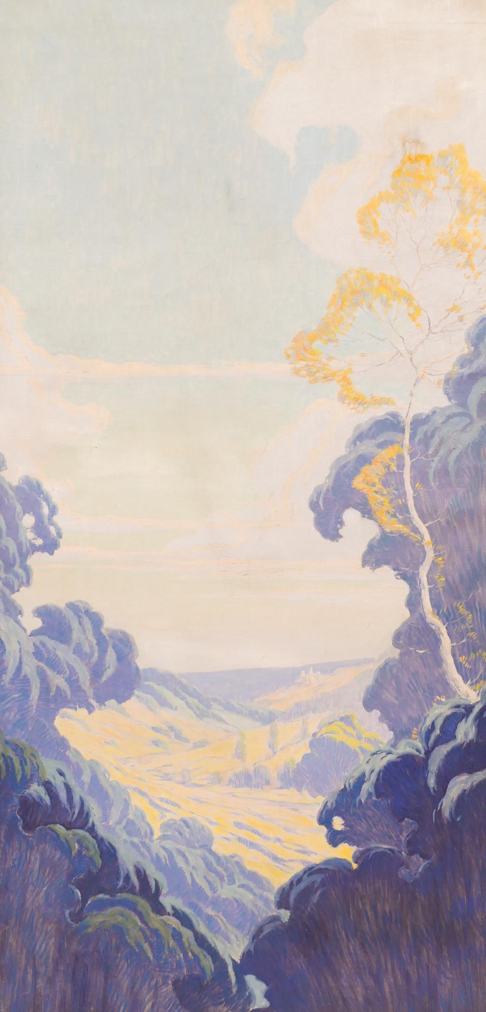 Arts & Crafts Large Mural Panel Oil on Canvas (1 of 3)