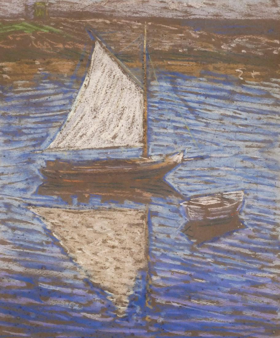 Charles Kaelin ''Sailboat'' Pastel on Paper (1 of 2)