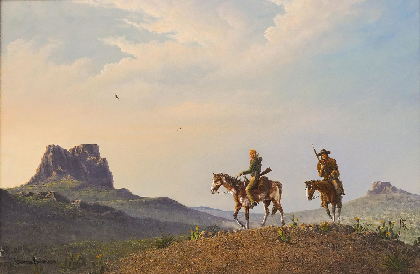 Clinton Baermann ''Badland Drifters'' 1985 Oil on (1 of 2)