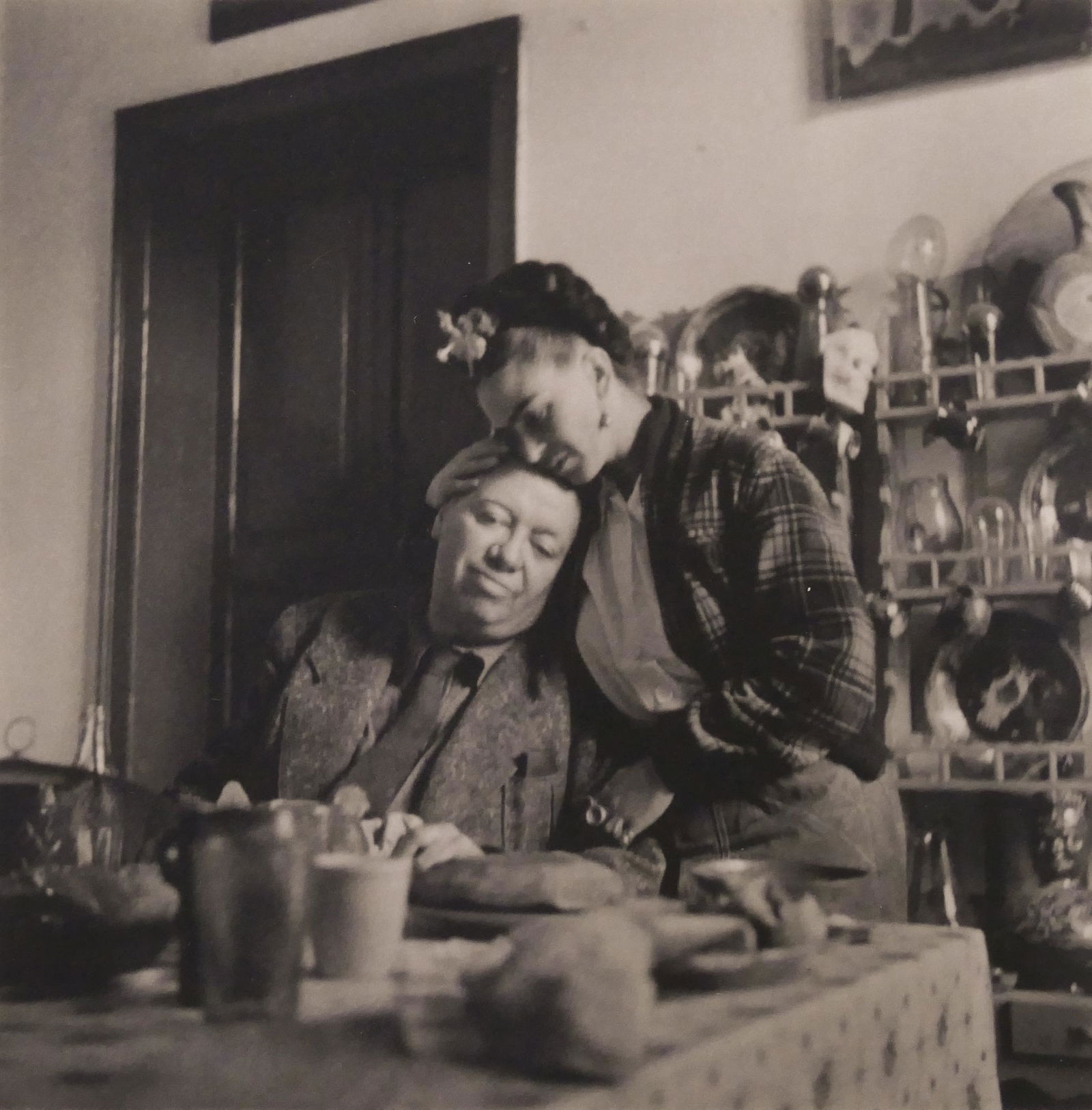 Emmy Lou Packard 'Frida Kahlo & Diego Rivera': Emmy Lou Packard (1914-1998 California) 'Frida Kahlo and Diego Rivera at Lunch in their Home in Coyoacan, 1941' Platinum/Palladium Print. Printed 1995, Edition 36/40. Image measures 5x5'' and is on pa
