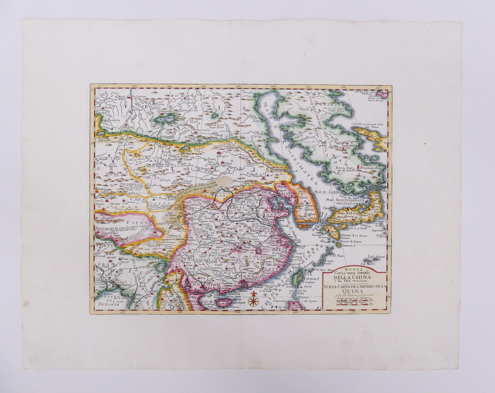 Tirion, Nuova Carta dell'Imperio della China. 1740: Isaak Tirion, Nuova Carta dell'Imperio della China. Venice, 1740. Published by Albrizzi. Later color. Impression measures 9.75x13'' on 15x18.75'' sheet. Purchased from Altea in 2004 with COA and recei