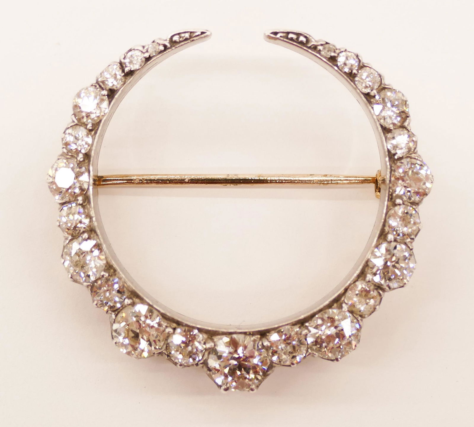 Edwardian 7.32ctw Diamond Crescent Brooch (1 of 4)