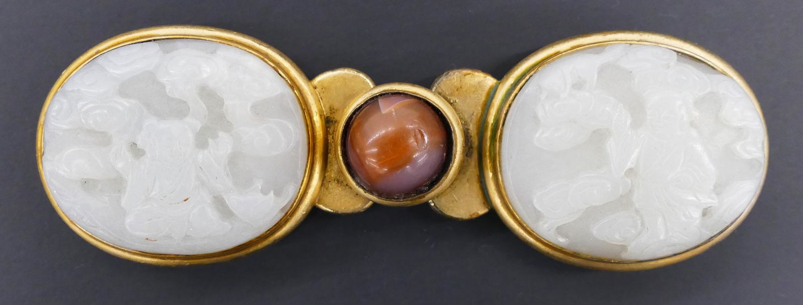Chinese Ming Jade and Carnelian Buckle (1 of 4)