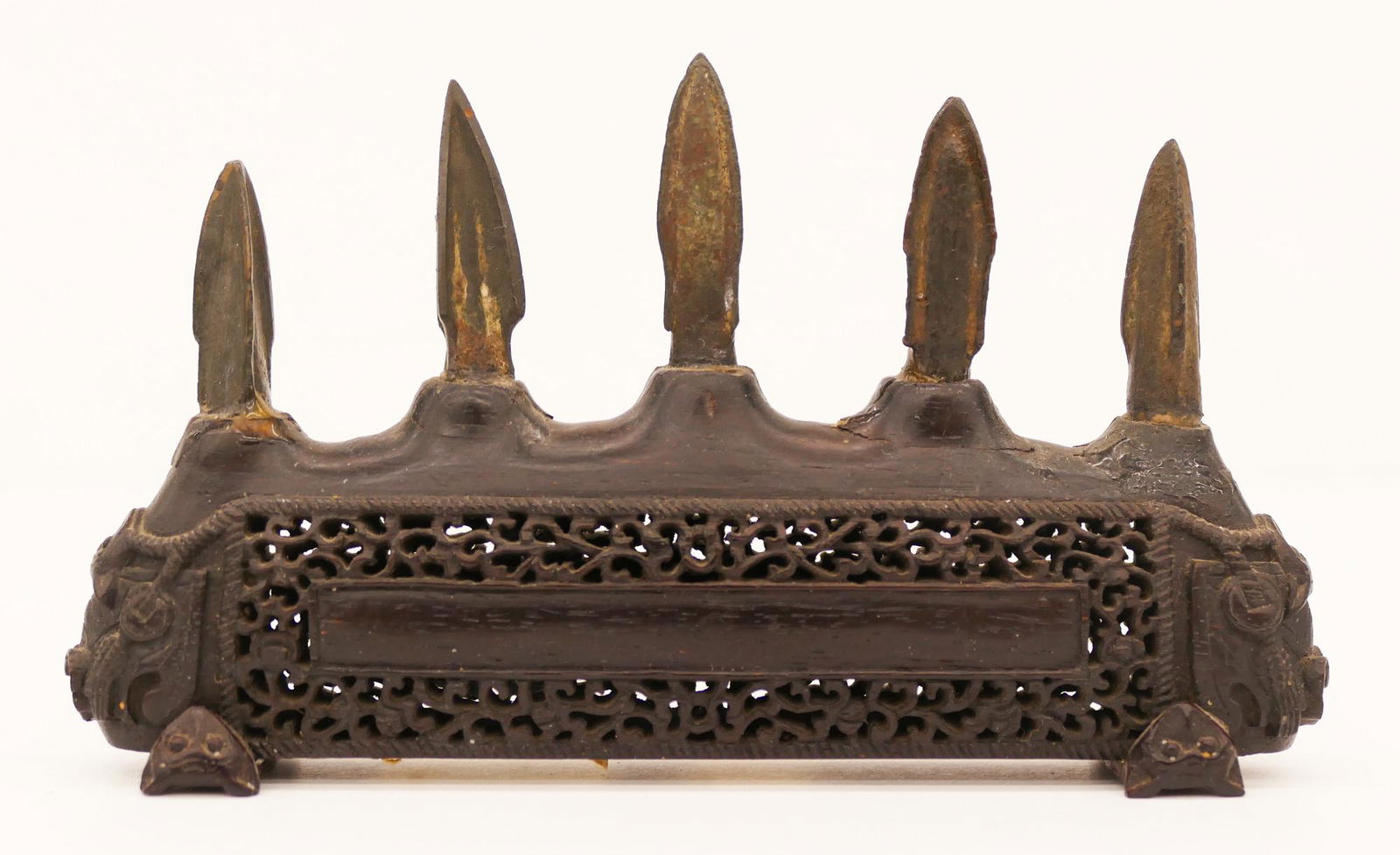 Fine Chinese Archaic Bronze & Zitan Brush Stand (1 of 4)