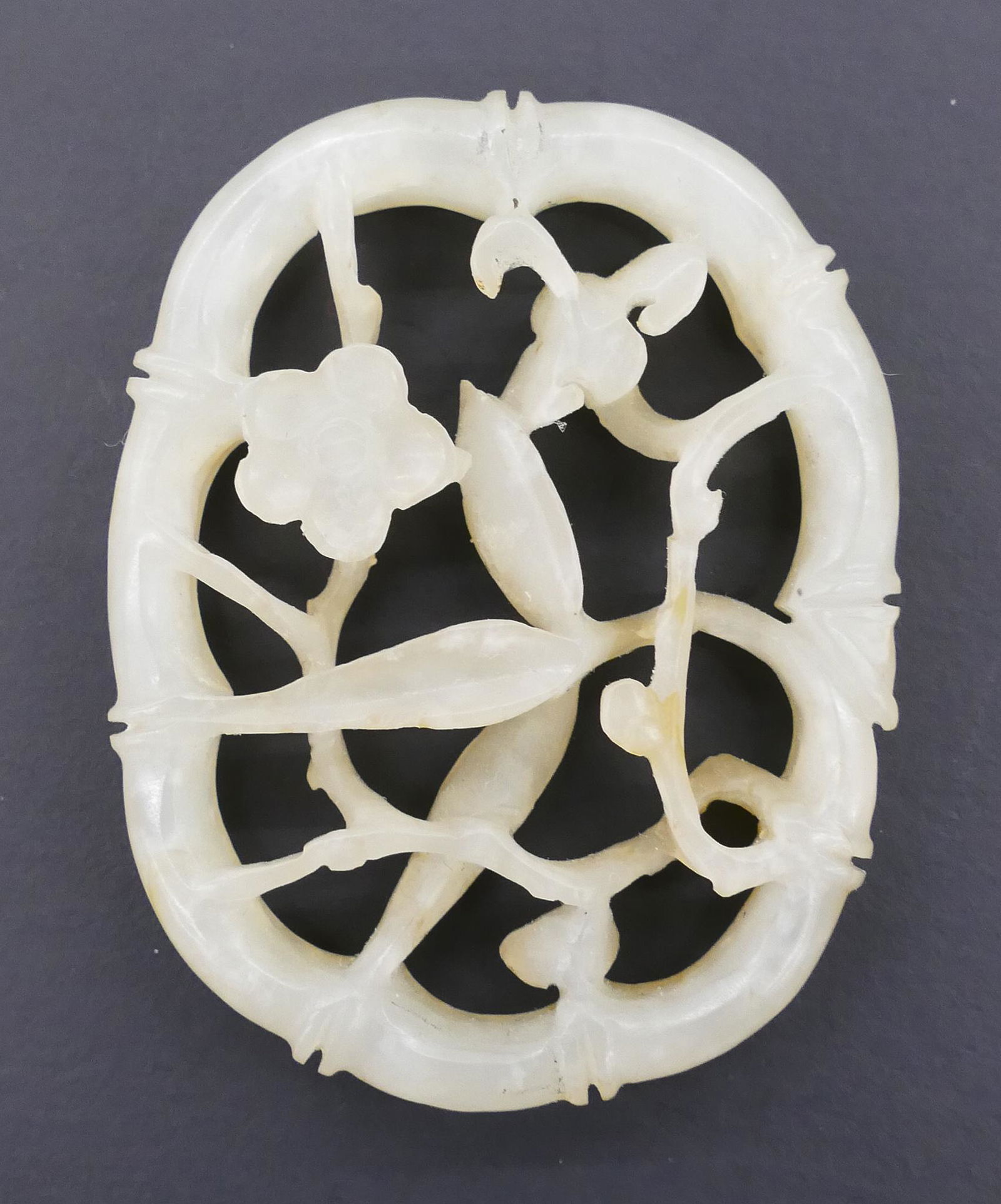 Fine Chinese Jade Bamboo & Prunus Pendant (1 of 3)