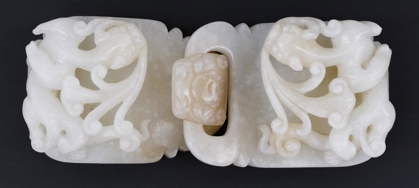 Fine Chinese Qing White Jade Dragon Buckle (1 of 4)