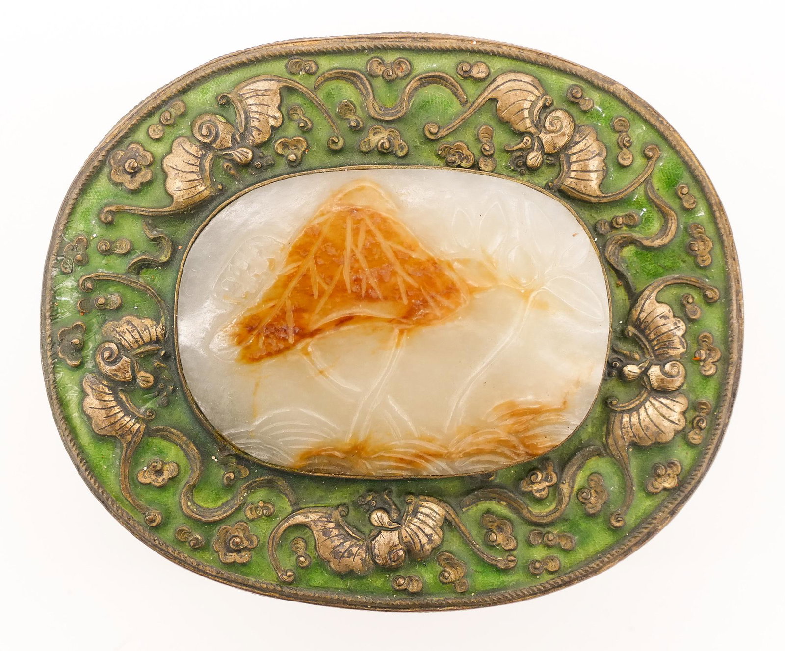 Old Chinese Russet Jade & Enameled Box (1 of 4)
