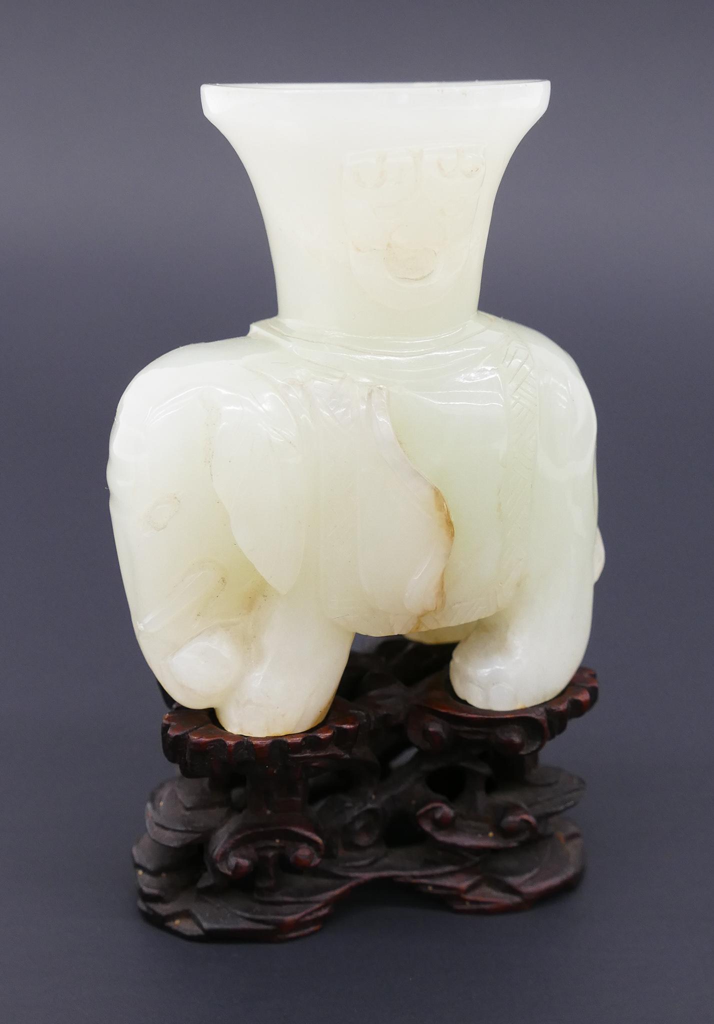 Chinese Qing Jade Elephant Censer on Stand (1 of 4)