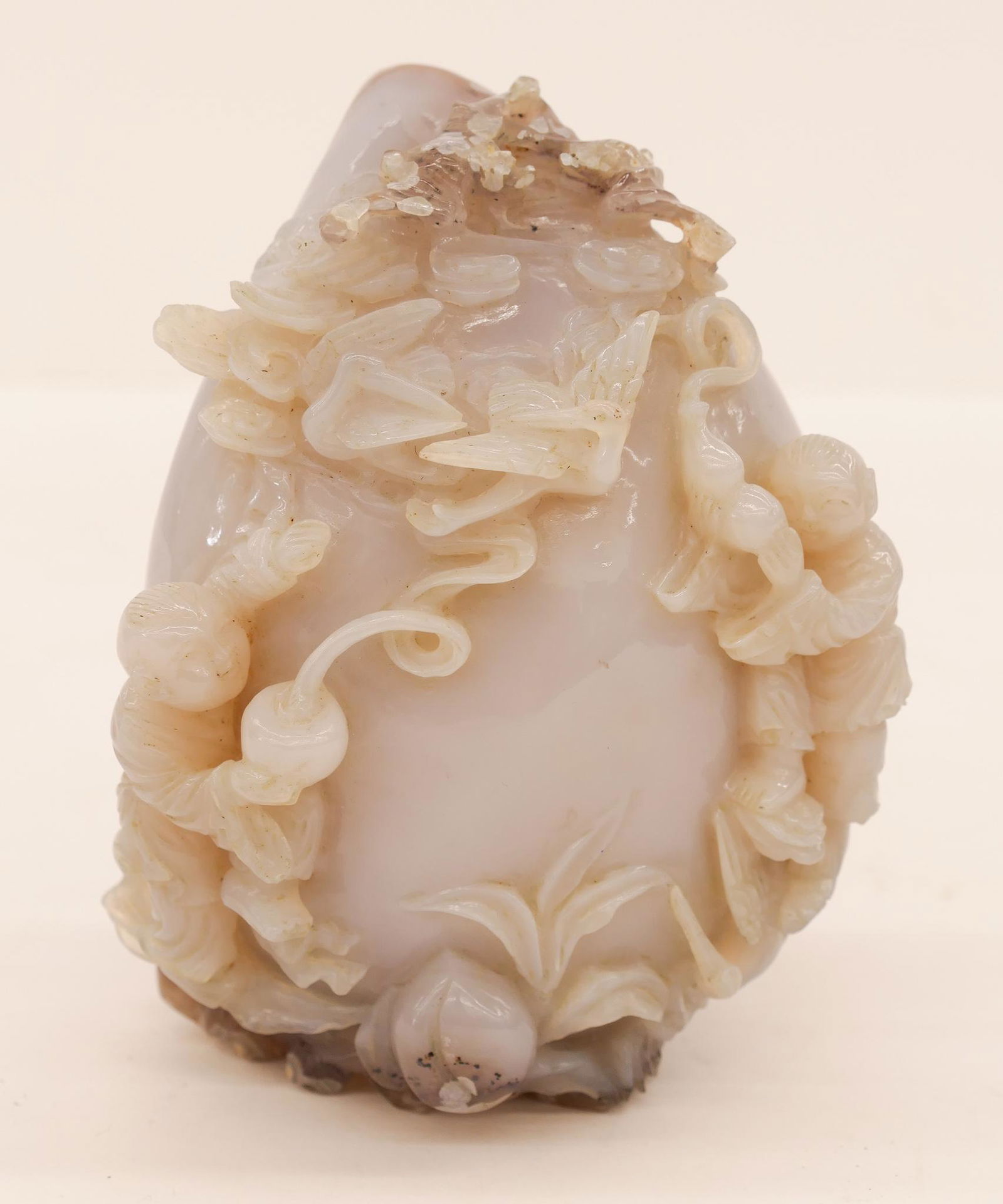 Chinese Agate Peach & Boy Boulder Carving (1 of 4)