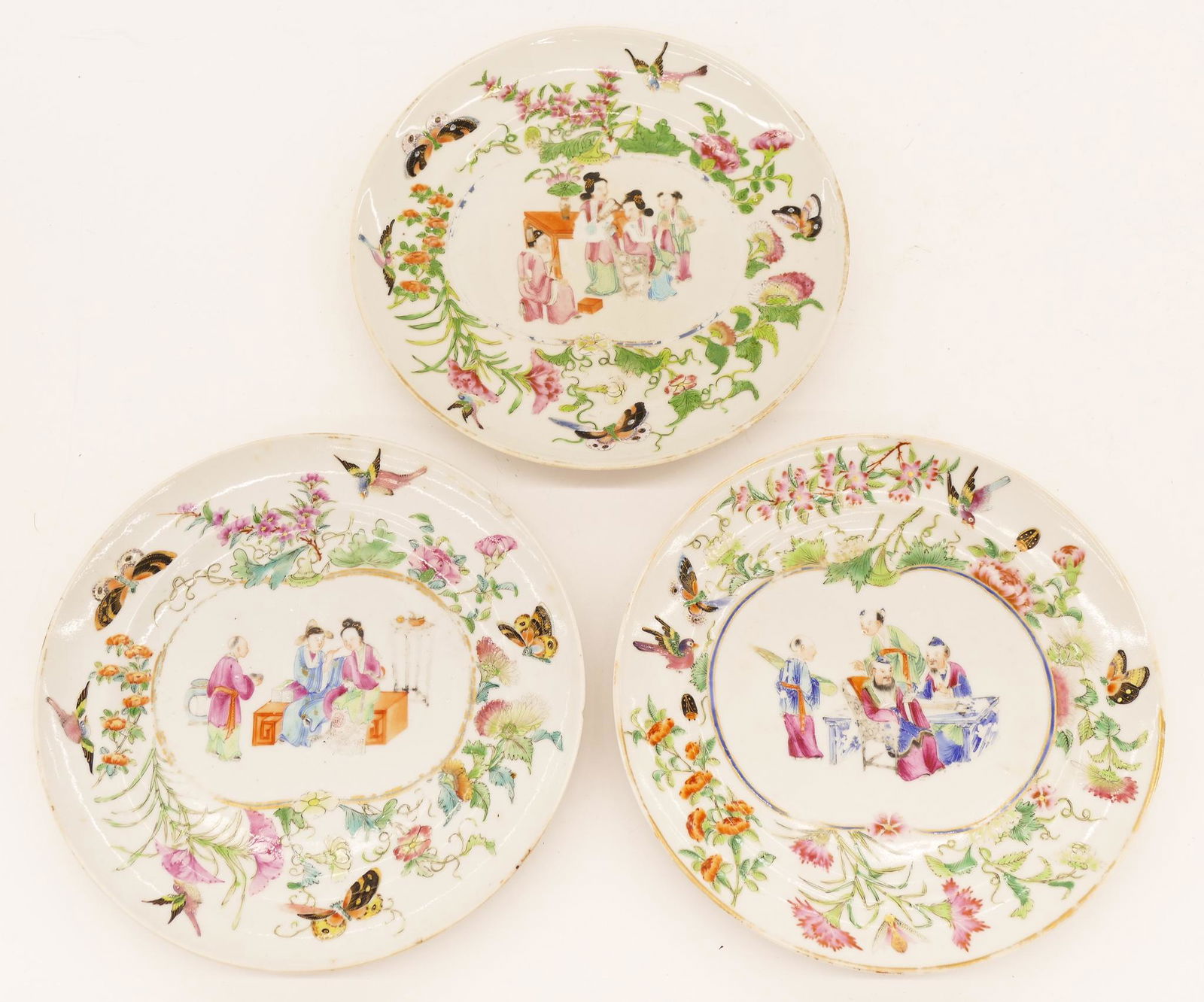 3pc Chinese Qing Porcelain Plates (1 of 3)