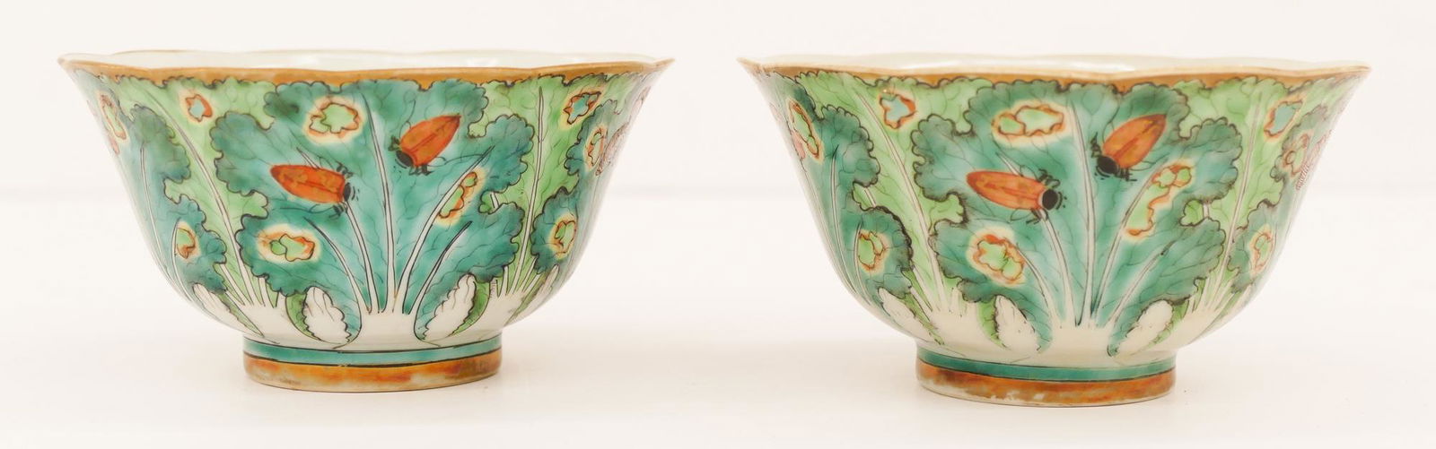 Pair Chinese Jiaqing Bok Choy Tea Bowls (1 of 7)