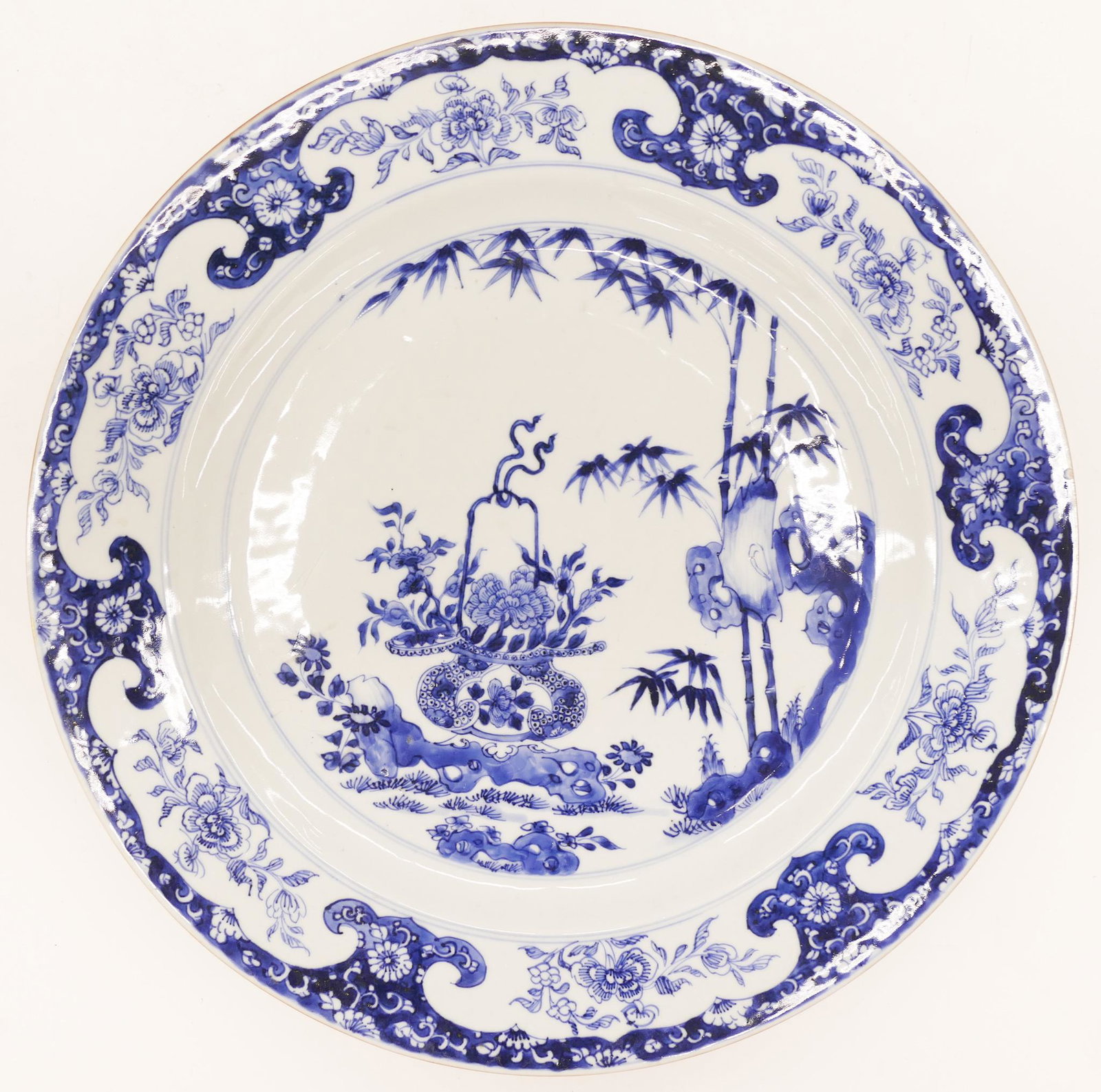 Chinese Kangxi ''Flower Basket Landscape'' Blue & White (1 of 3)
