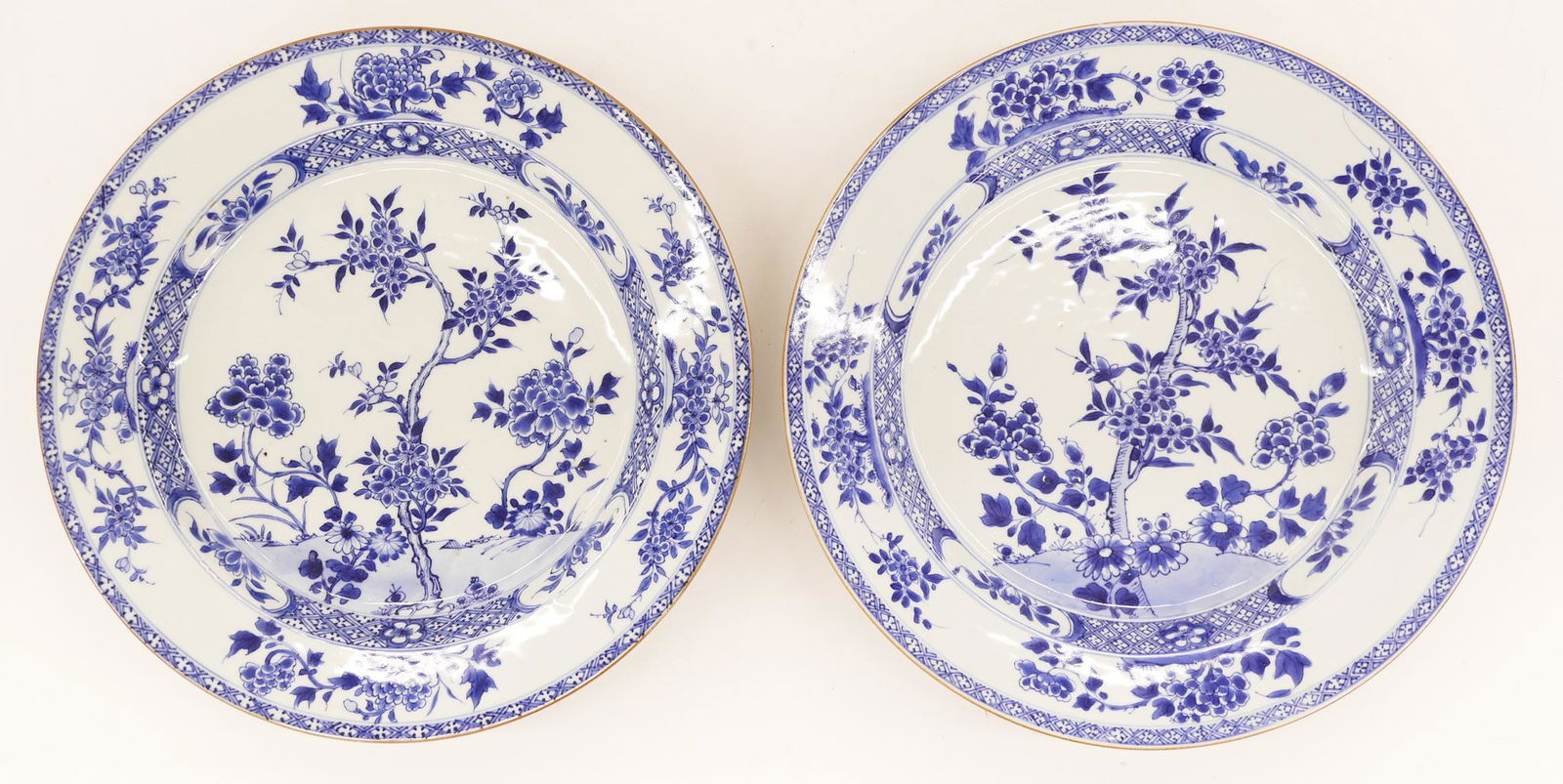 Pair Chinese Kangxi Blue & White Chargers (1 of 4)