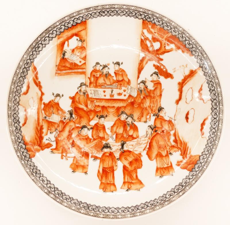 Chinese Republic Grisaille Scholars Charger (1 of 4)