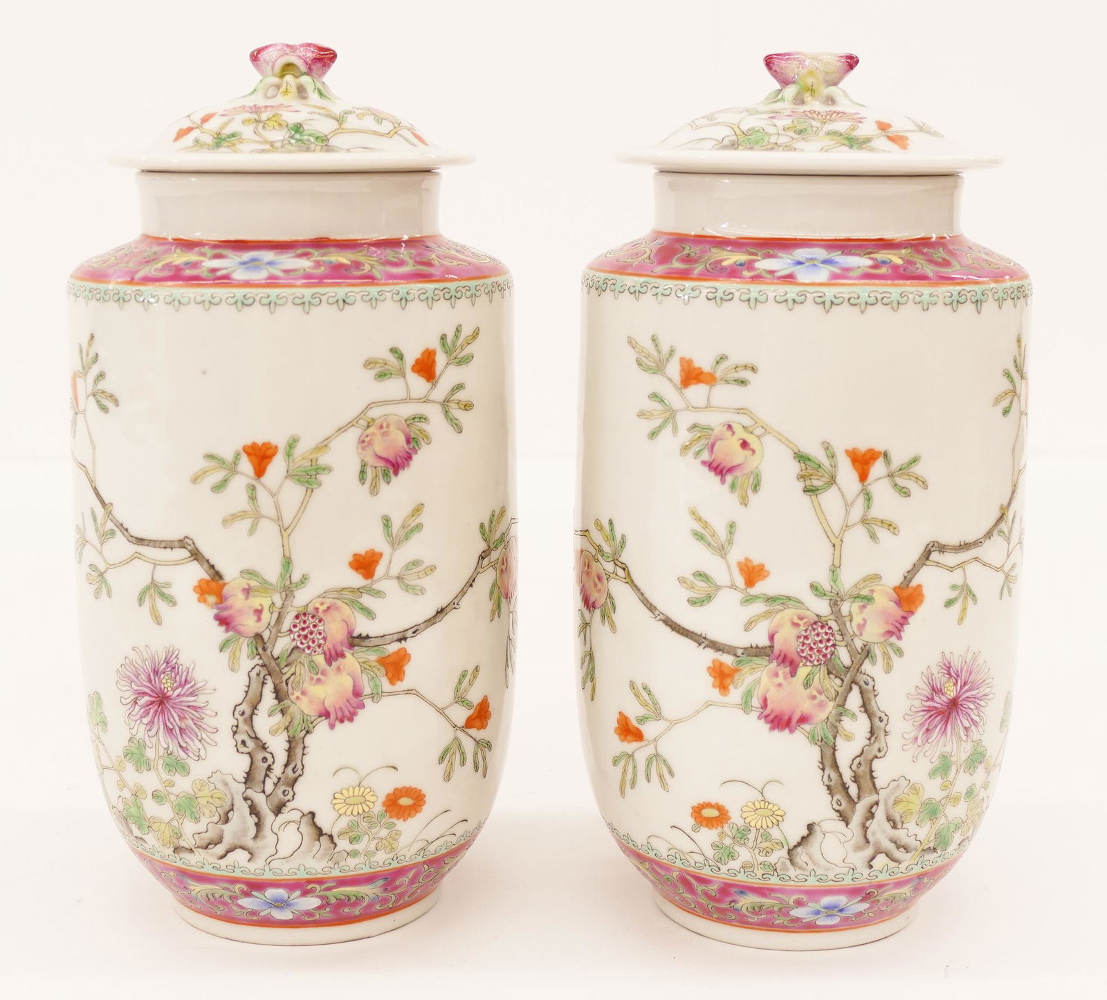 Pair Chinese Republic Famille Rose Jars (1 of 3)