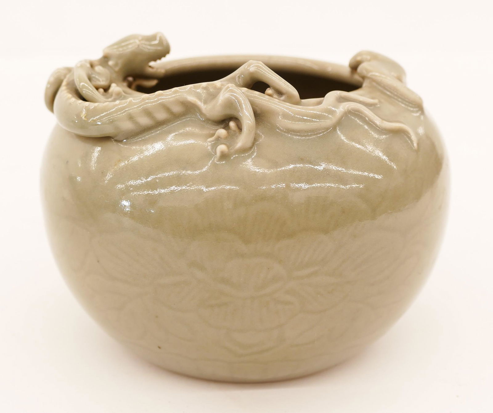 Chinese Republic Celadon Dragon & Bat Bowl (1 of 3)
