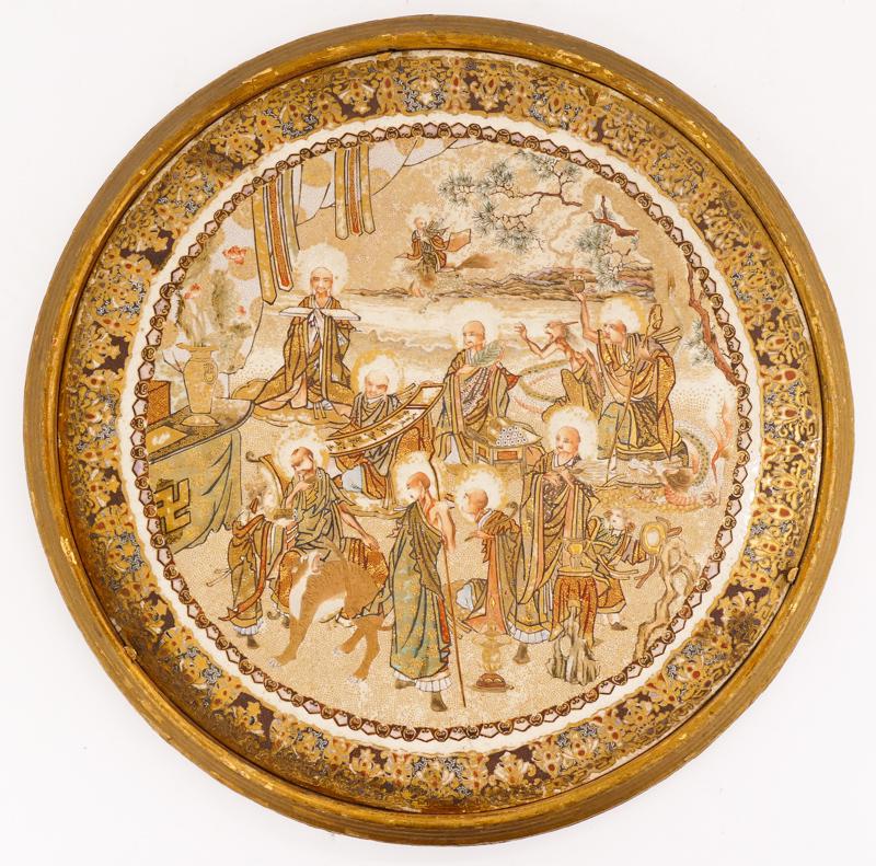 Fine Japanese Satsuma Immortals Plaque (1 of 3)