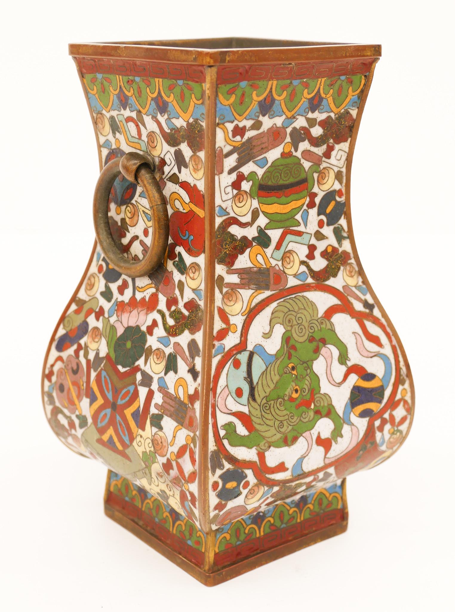 Japanese Meiji Cloisonne Hu Vessel (1 of 3)