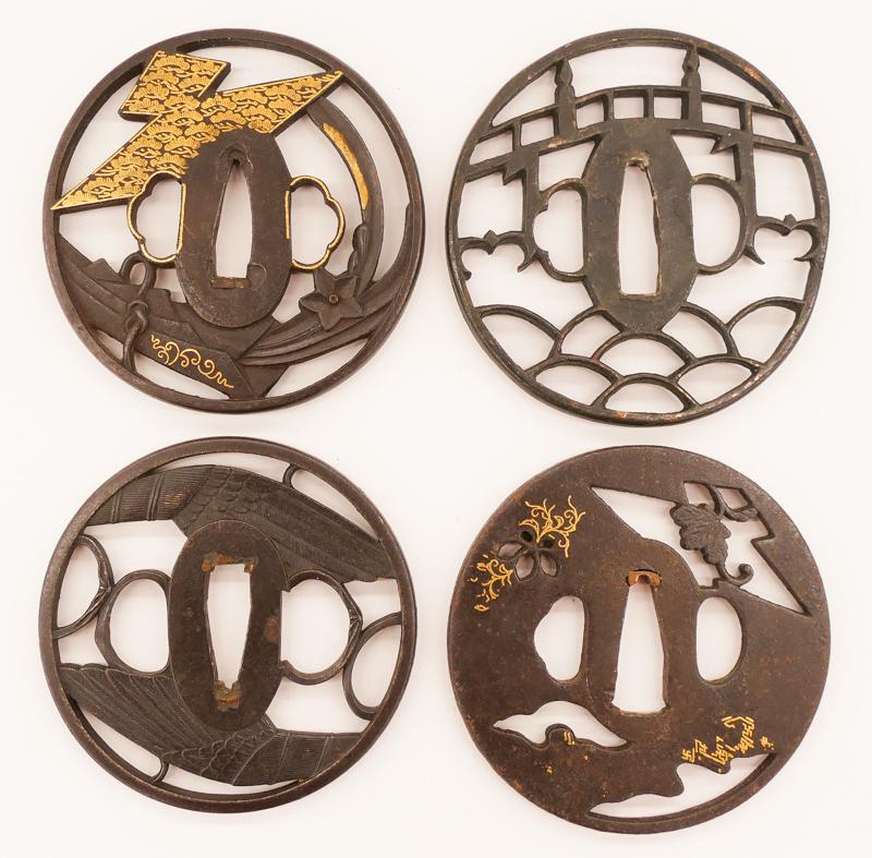 4pc Japanese Edo Pierced Steel Tsubas (1 of 2)
