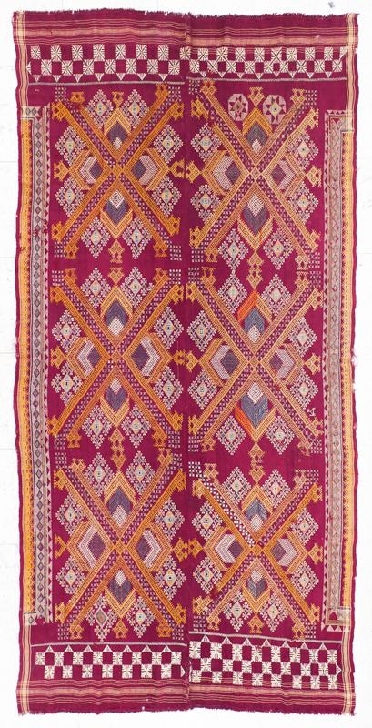 Antique Berber Moroccan Kilim Embroidery Rug (1 of 5)