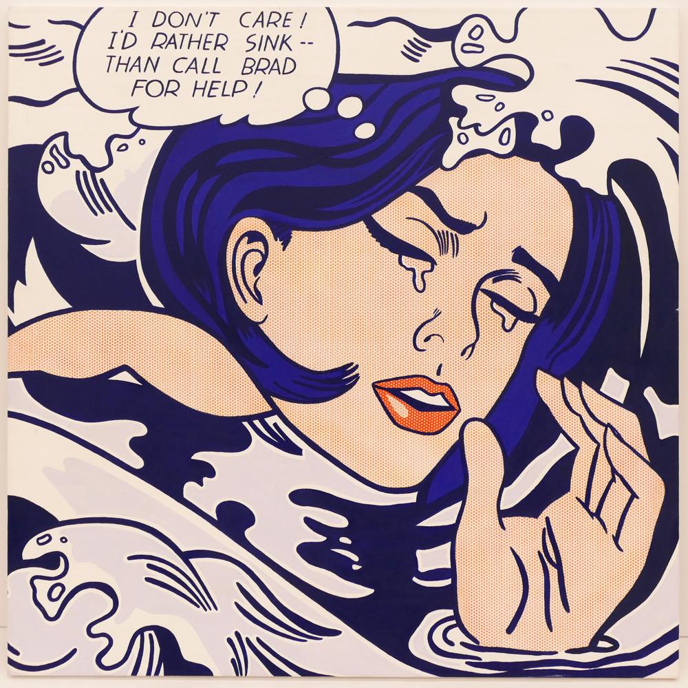 After Roy Lichtenstein ''Drowning Girl'' Oil on Canvas (1 of 1)
