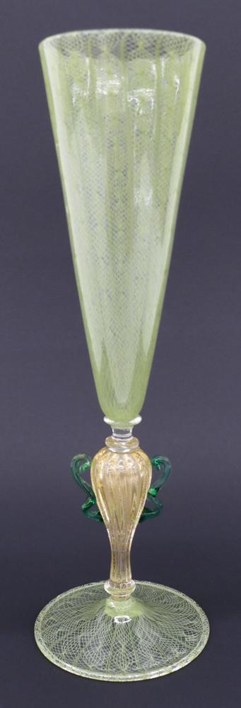 Lino Tagliapietra ''Green Latticino Goblet'' 1995 (1 of 4)