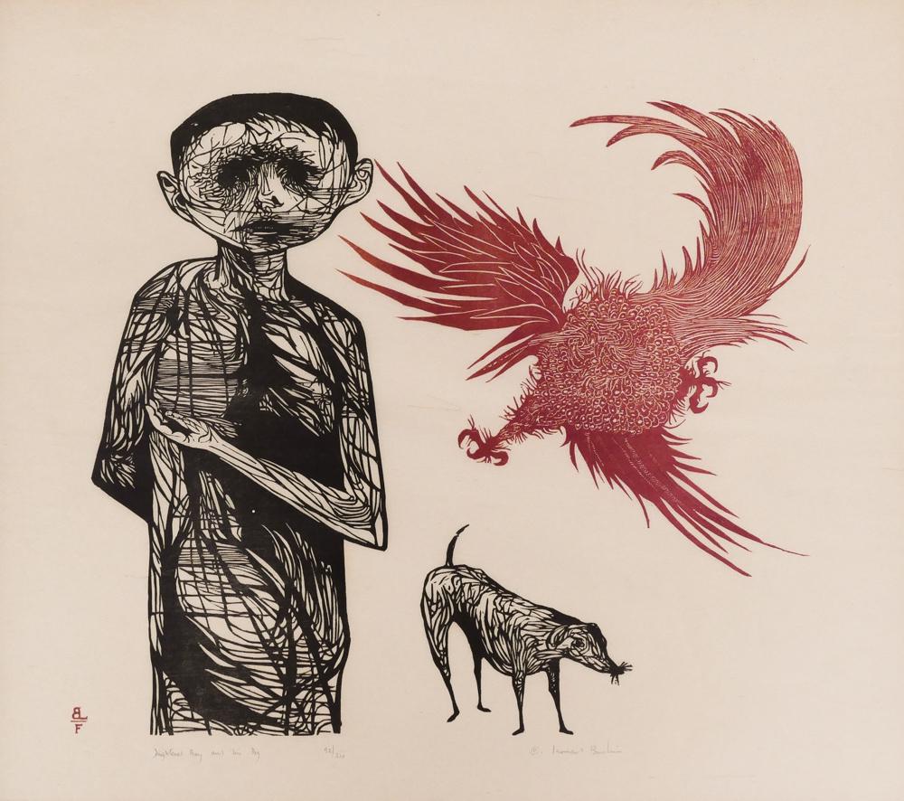 Leonard Baskin ''Frightened Boy and His Dog'' 1954 (1 of 2)