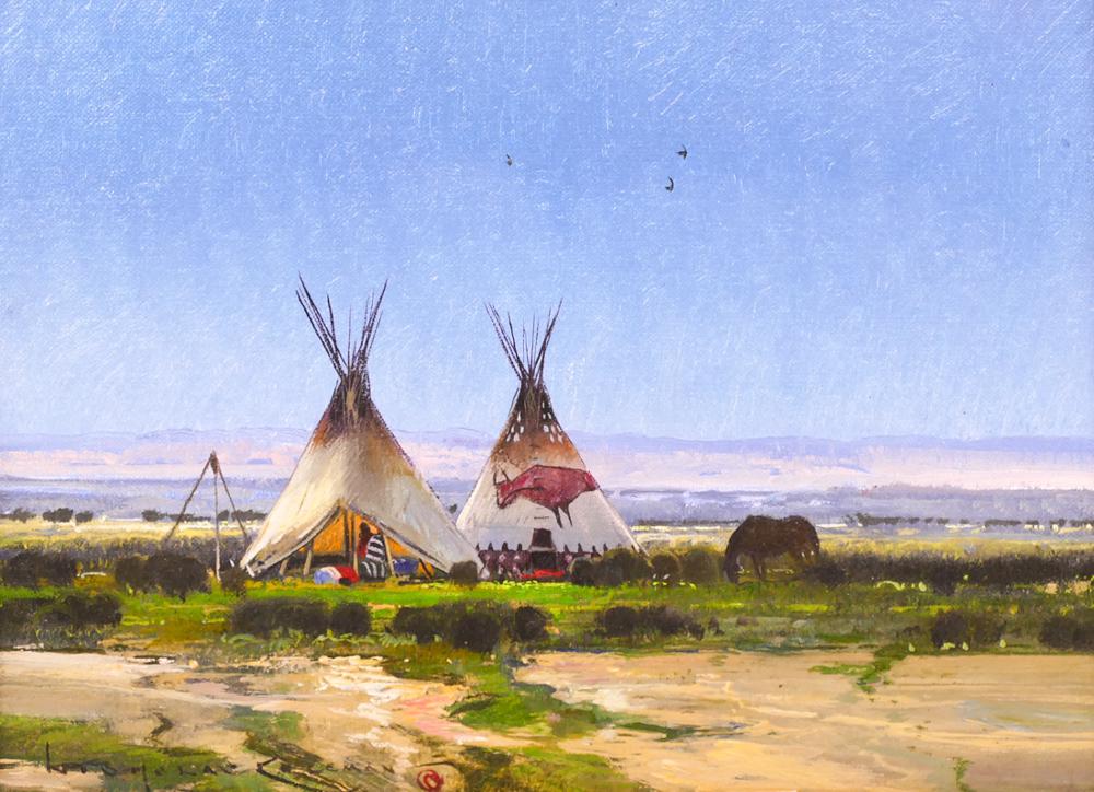 Nicholas Coleman ''Summer Camp in the Badlands'' Oil (1 of 2)