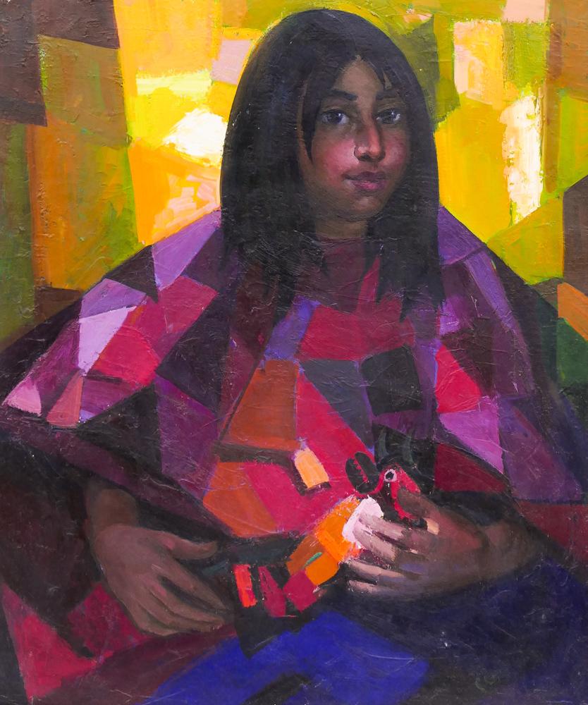 Constantine Cherkas ''Indian Girl with Kachina'' Oil (1 of 2)