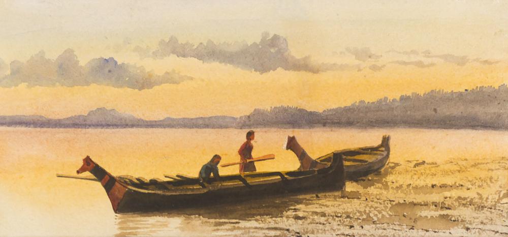 John Arthur Frazer Attr. ''Haida Canoes'' Watercolor (1 of 2)