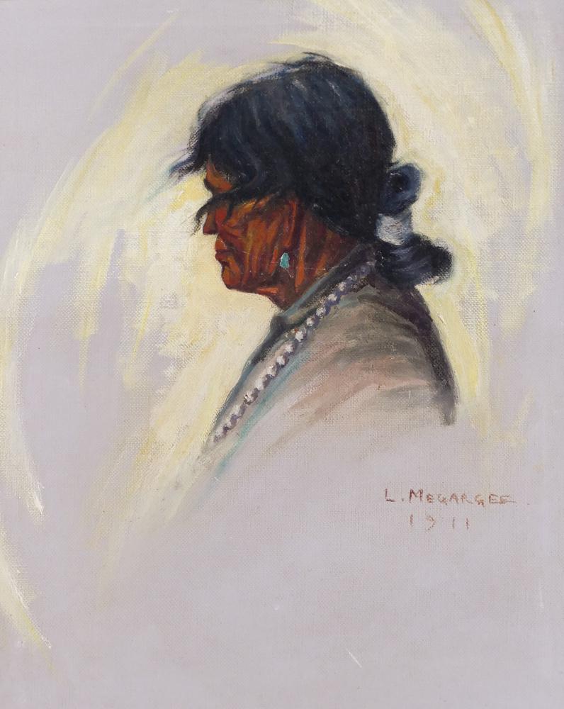Lon Megargee ''Native Portrait'' 1911 Oil (1 of 2)