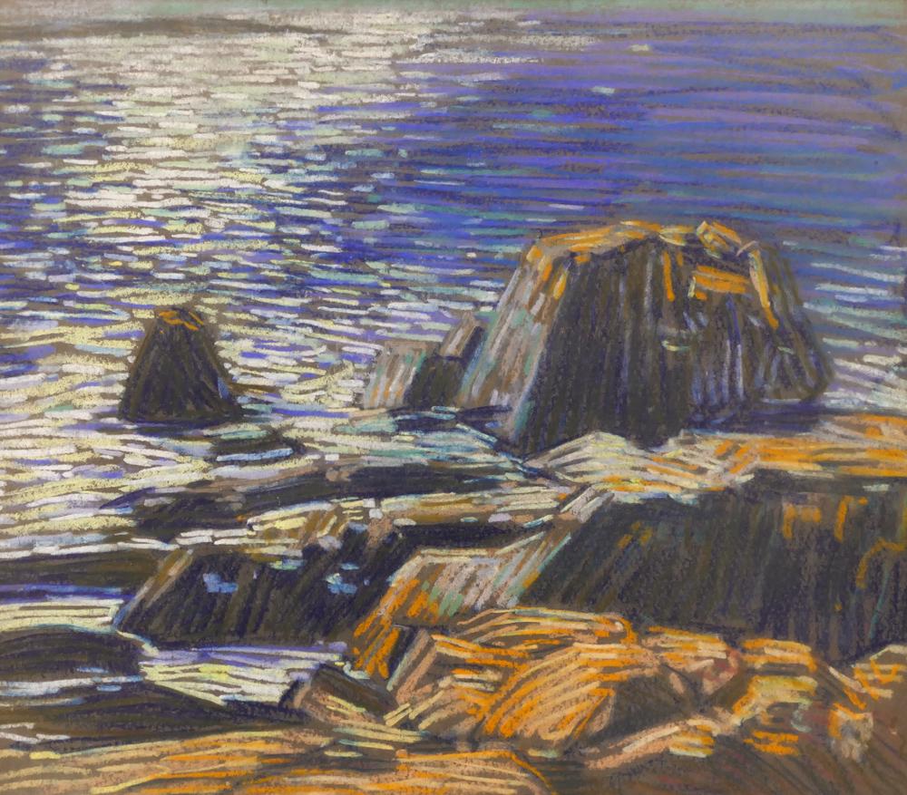 Charles Kaelin ''Shore Rocks'' Pastel (1 of 2)