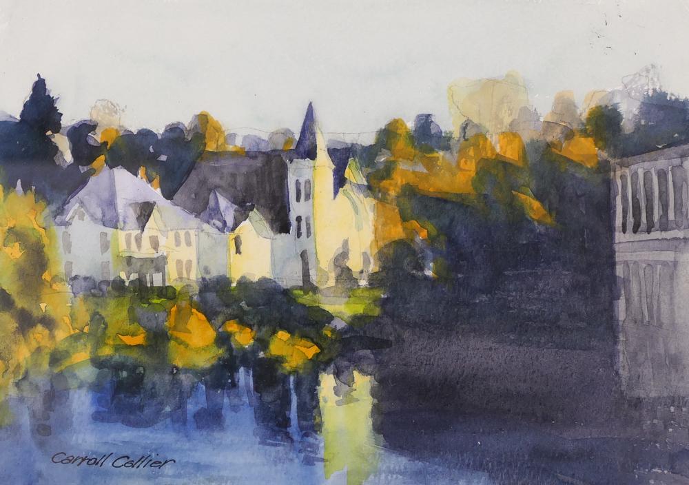 Carroll Collier ''Summer Landscape'' Watercolor (1 of 2)